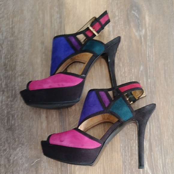 Nine West Pink and Purple Color Block Heels - Picture 6 of 7